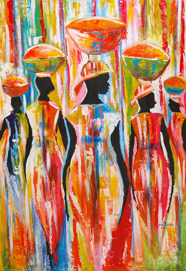 Return of the Market Women Series Painting by Olaoluwa Smith