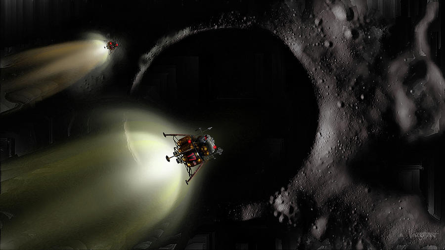 Return to the Moon - Landers Digital Art by James Vaughan