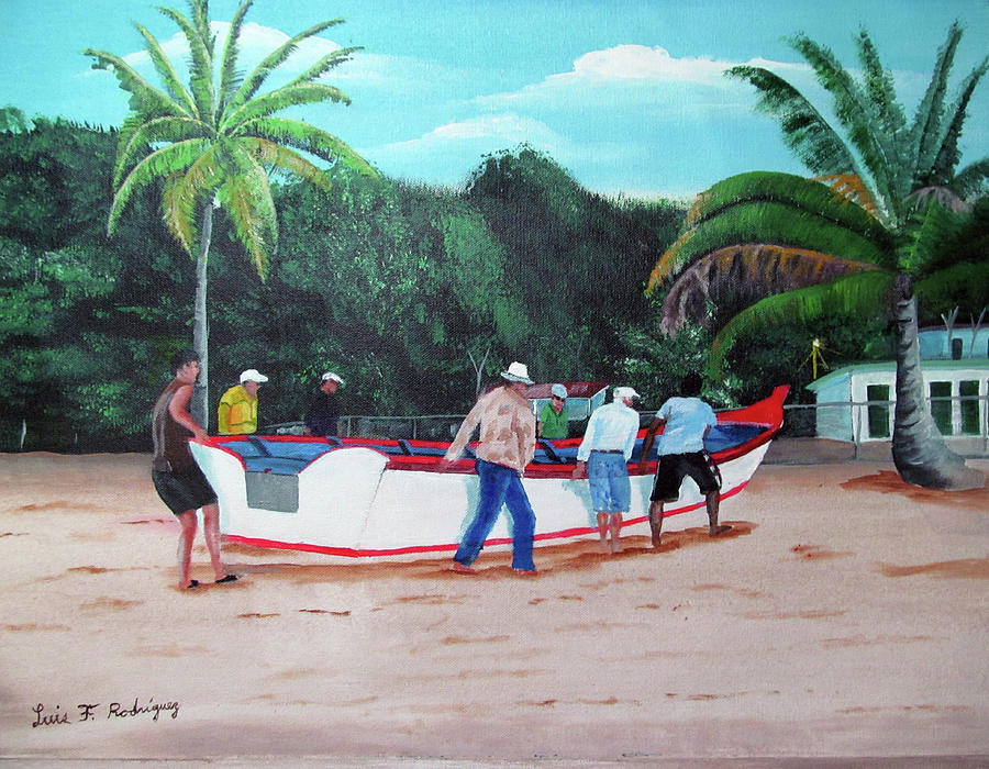 Returning From Fishing Painting by Luis F Rodriguez