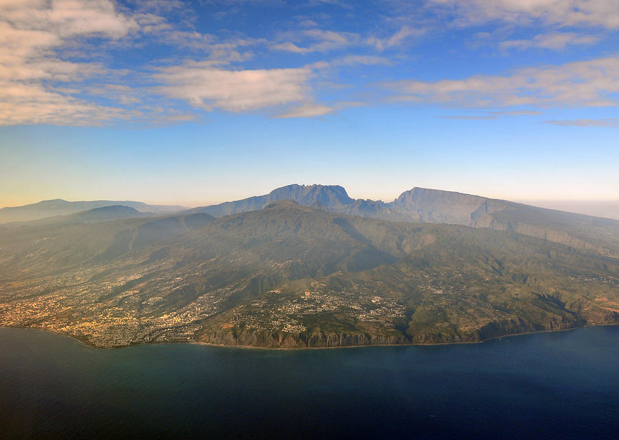 Reunion island seen from the air with the Piton des Neiges mountain, Reunion island, Indian Ocean Photograph by Mtcurado