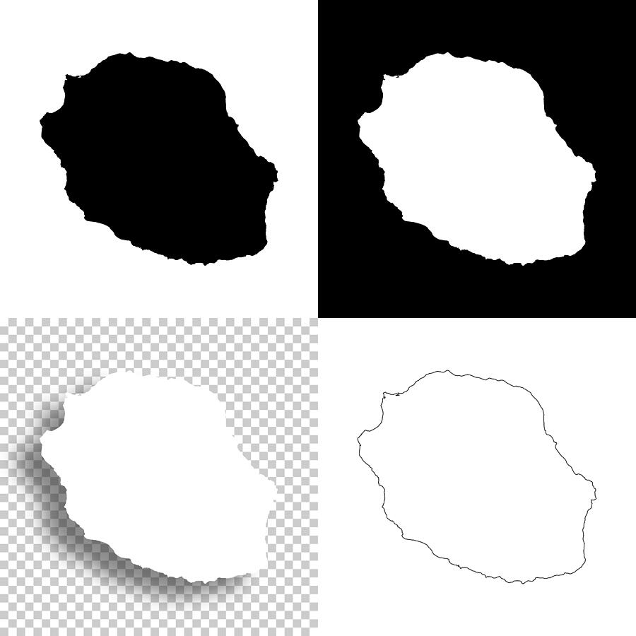 Reunion maps for design. Blank, white and black backgrounds - Line icon Drawing by Bgblue