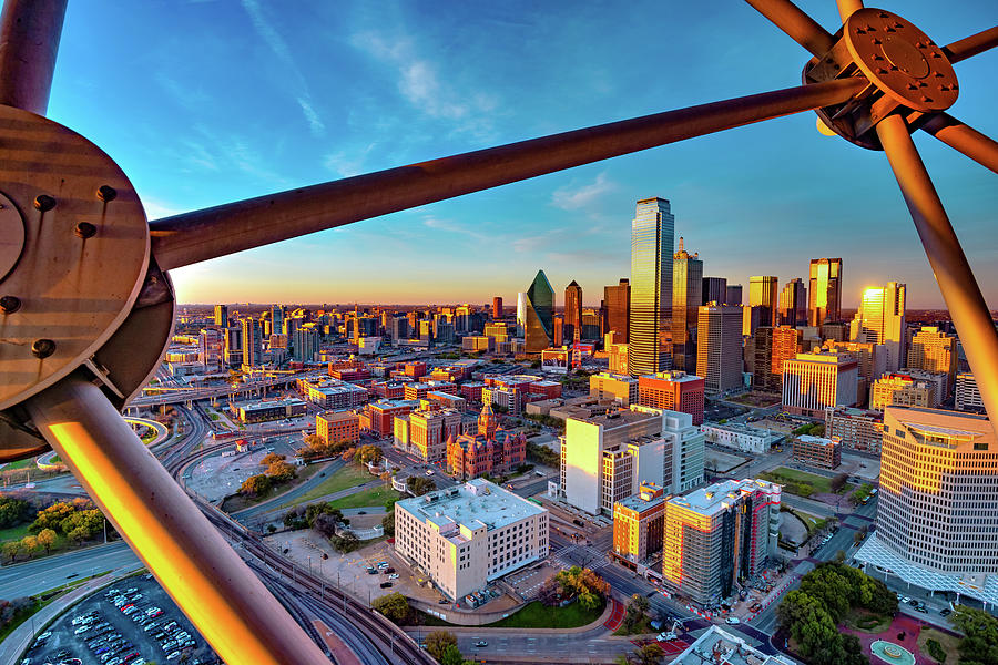 Reunion Tower View of Dallas at Sunset Photograph by Gregory Ballos