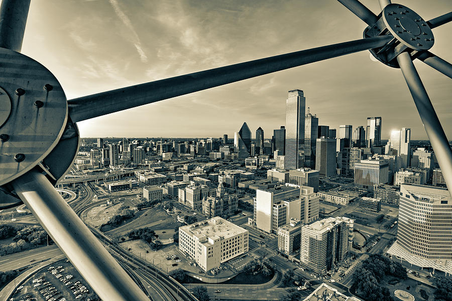 Reunion Tower View Of Dallas - Sepia Edition Photograph