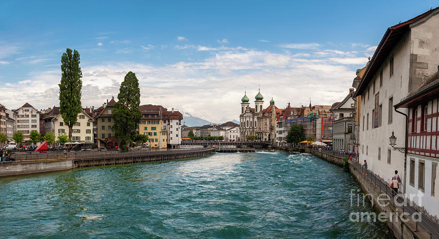 Reuss River and Old town Lucerne Switzerland panorama Photograph by Dejan Jovanovic