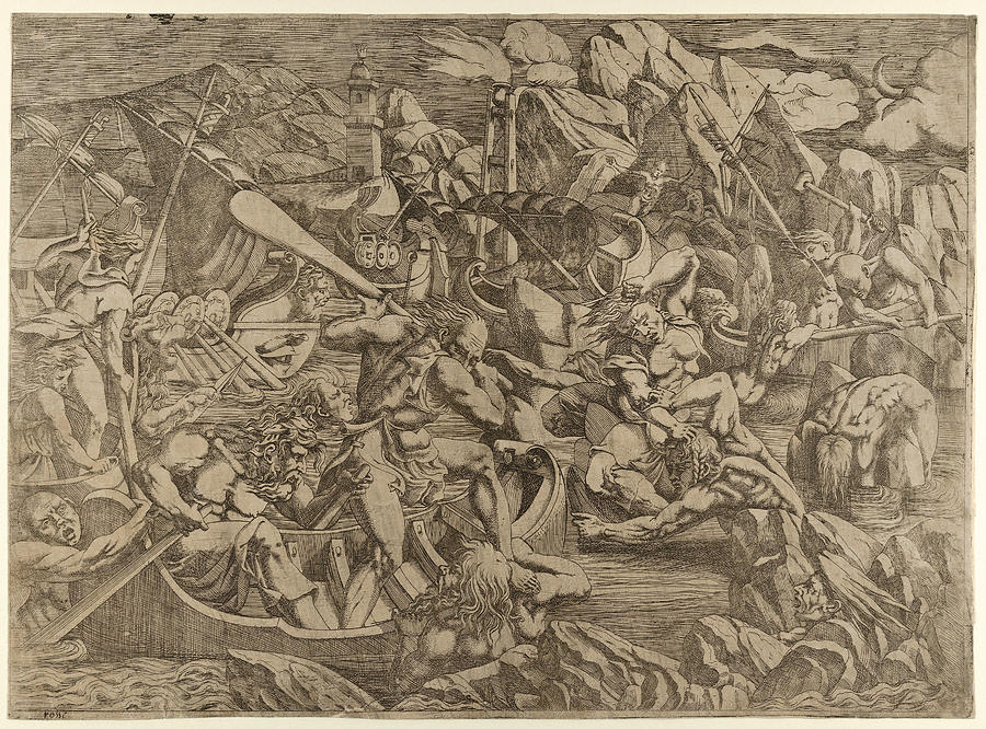 Revenge of Nauplius   Drawing by Antonio Fantuzzi