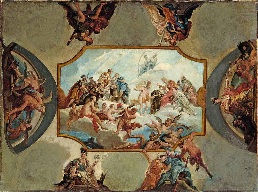 Reverence to Elector Johann Wilhelm von der Pfalz  Design for a Ceiling Painting for Bensberg Castle Photograph by Paul Fearn