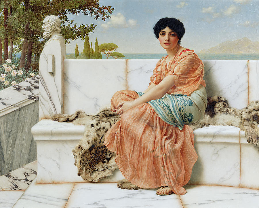 Reverie. In the Days of Sappho by John William Godward Painting by John William Godward