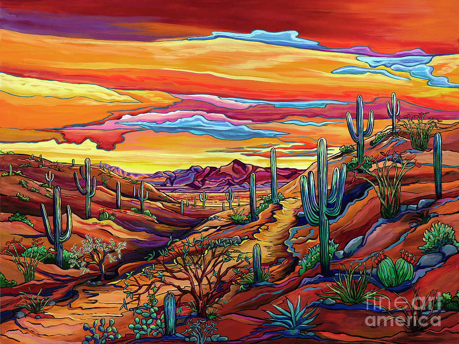 Desert Sunset Painting - Reward at the End of the Trail by Alexandria Winslow