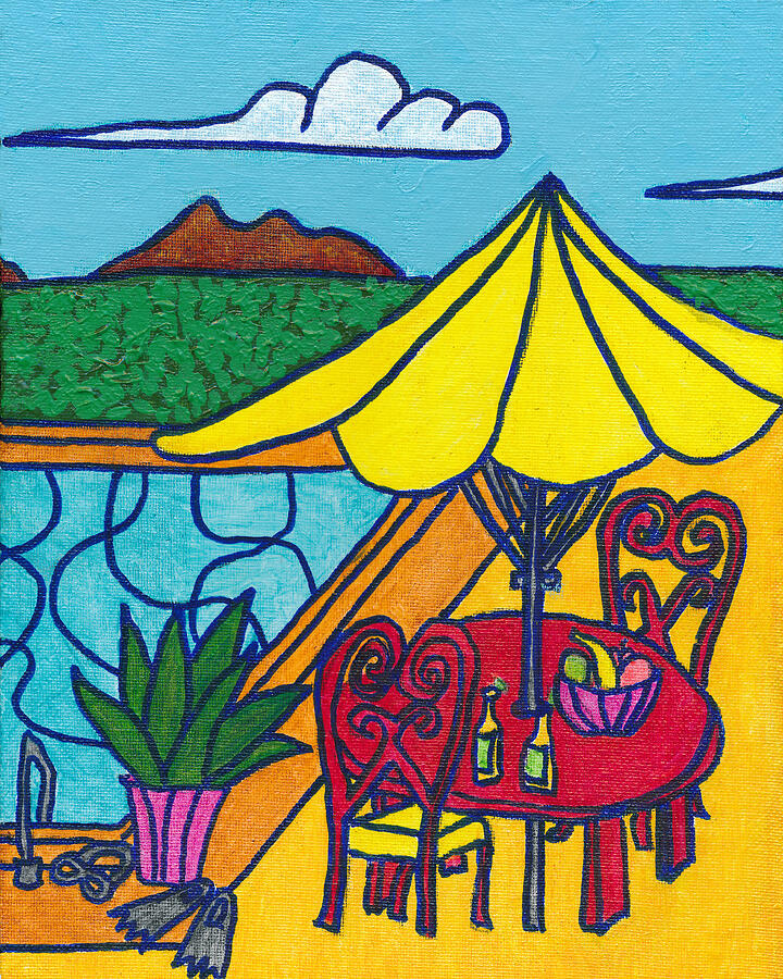 Relaxing Poolside in Palm Springs Painting by Doug Fischer