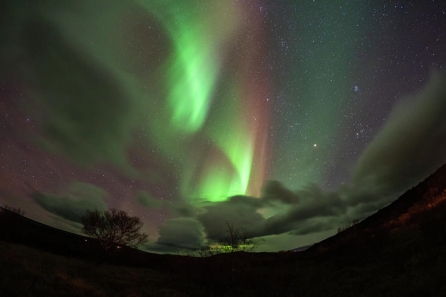 Reykholt Iceland swirly Northern Lights Photograph by Toby McGuire