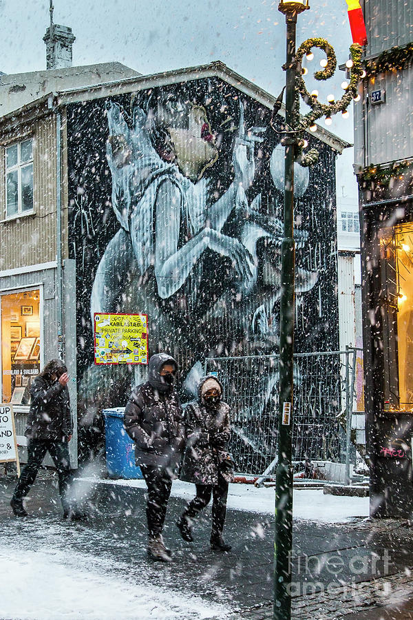 Reykjavik street art in a snow storm Photograph by Claudio Maioli