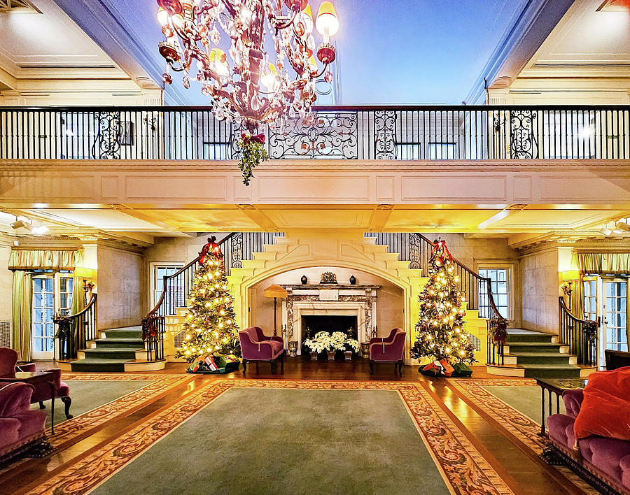 Reynolda Mansion Grand Hall At Christmas Photograph