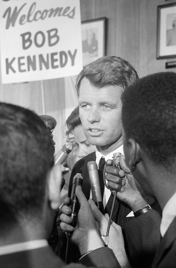 RFK Speaking to Reporters - Atlantic City DNC - 1964 Photograph by War Is Hell Store