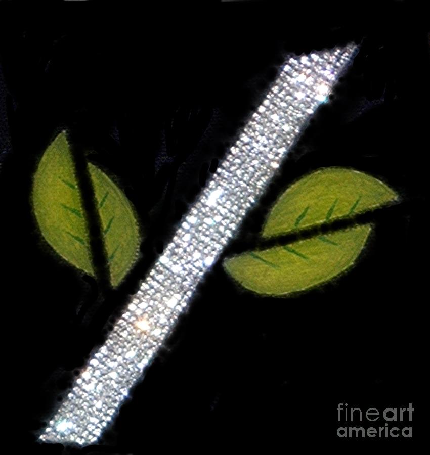 Rhinestone Leaf Painting by Jayne Somogy