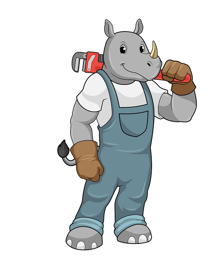 Rhino as Handyman with Water pump pliers Painting by Markus Schnabel ...