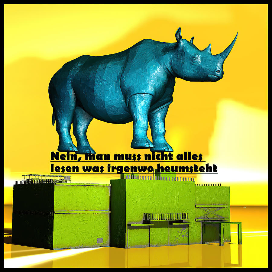 rhino at the edge of the world I Digital Art by Kurt Heppke