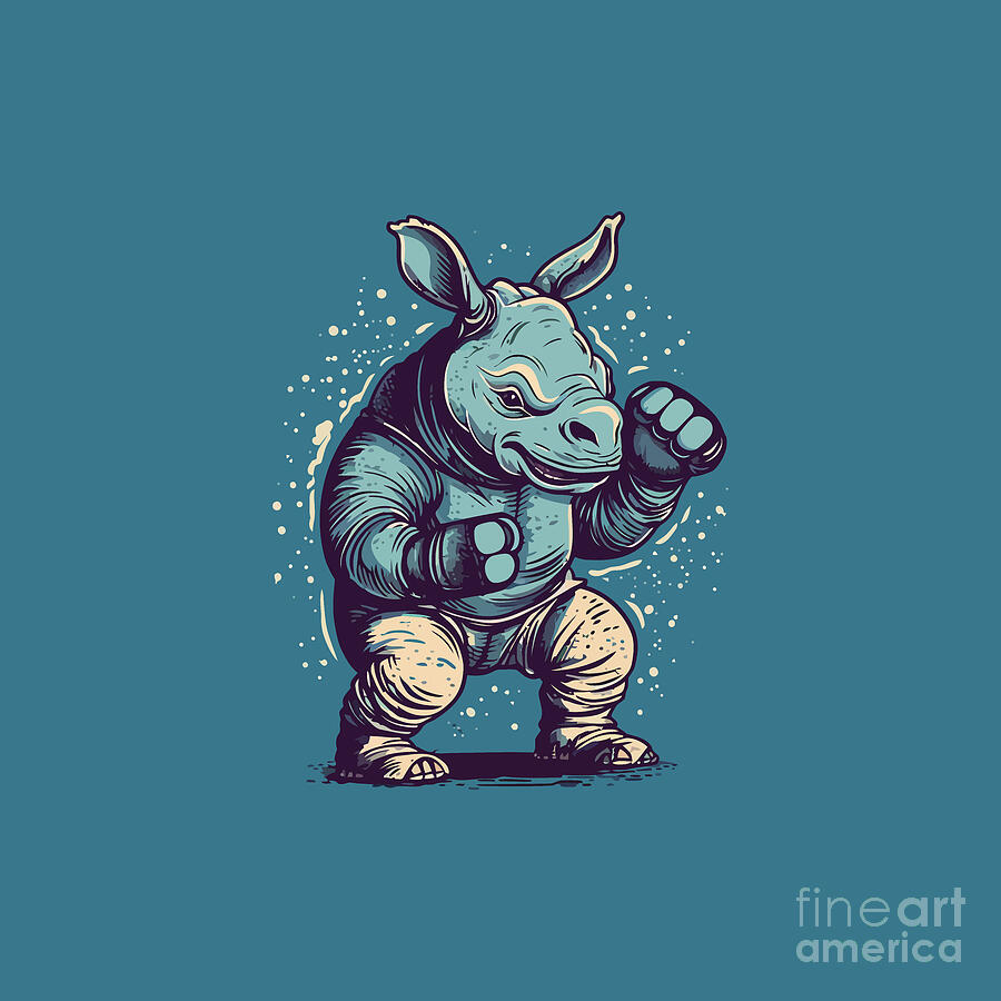 Superhero Digital Art - Rhino Boxer by Amir Faysal