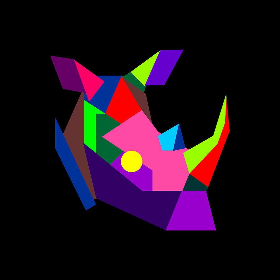 Rhino Geometric Wpap Style Digital Art