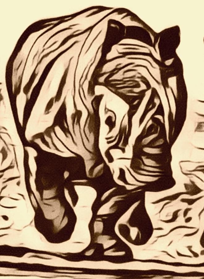 Rhino Rage Digital Art