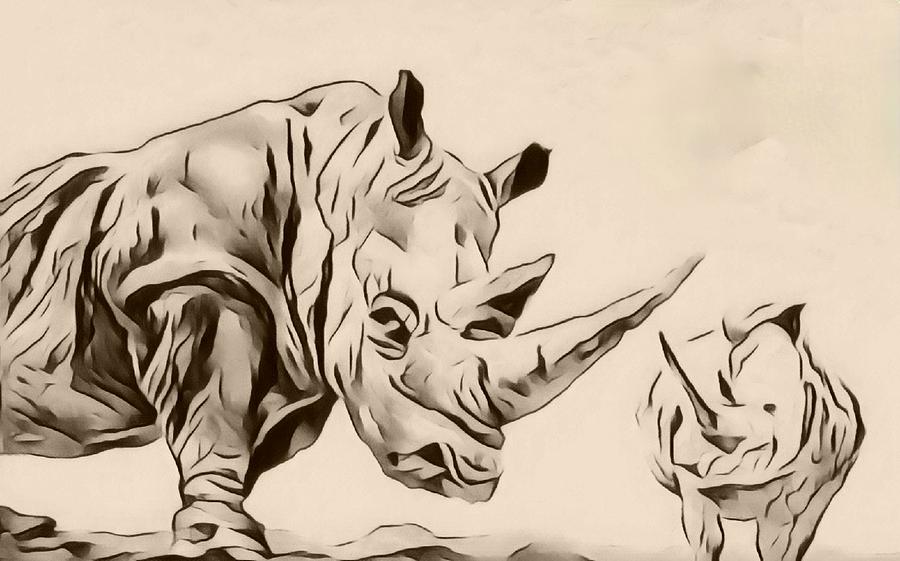 Rhino Reality Digital Art by Loraine Yaffe