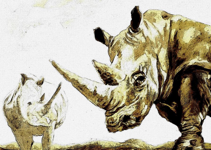 Rhino Rock Digital Art by Loraine Yaffe