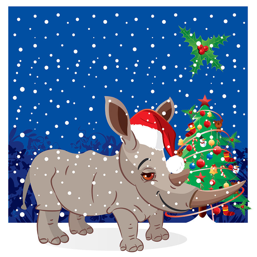 Rhino, Santa Claus Drawing by Drmakkoy