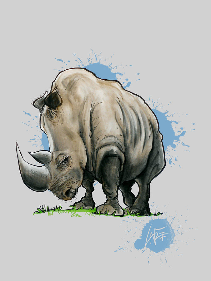 Rhino Side-Eye Drawing by John LaFree