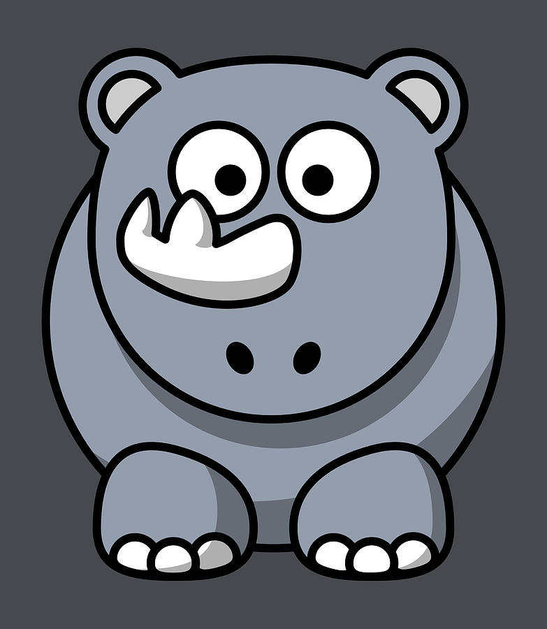 Rhinoceros Baby Face Funny Wild Cartoons Animal Digital Art by Jeff  Brassard - Pixels