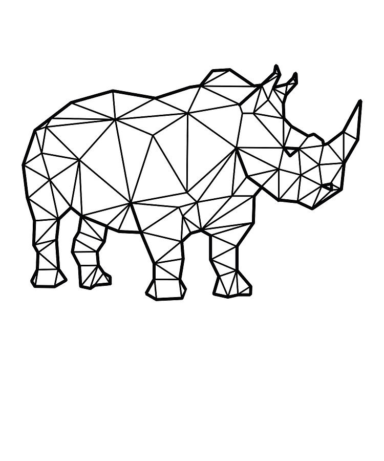 Abstract Digital Art - Rhinoceros Polygon by Manuel Schmucker