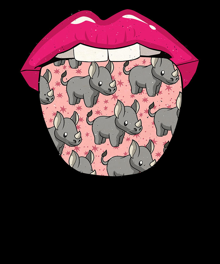 Rhinoceros Tongue Wildlife - Animal Rhino Digital Art by Crazy Squirrel