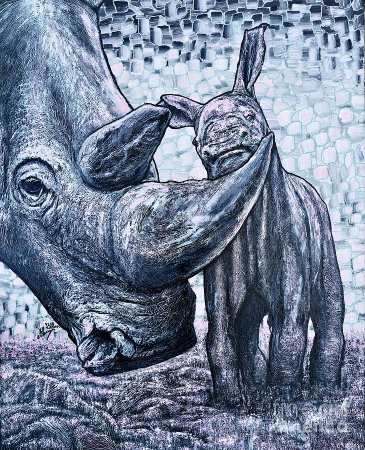 Rhinos 2 Painting by Viktor Lazarev
