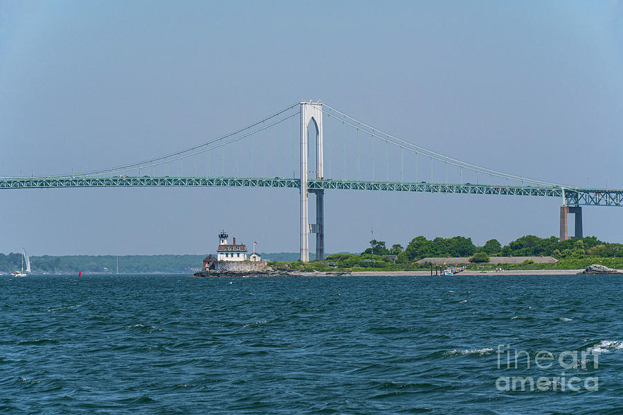 Rhode Island Bridge and Lighthouse Photograph by Bob Phillips