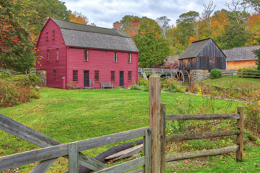 Rhode Island Fall Foliage Framing the Gilbert Stuart Birthplace and Museum Photograph by Juergen Roth