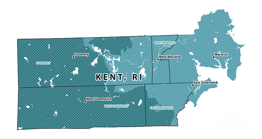 Map Digital Art - Rhode Island Kent County Vector Map by Frank Ramspott
