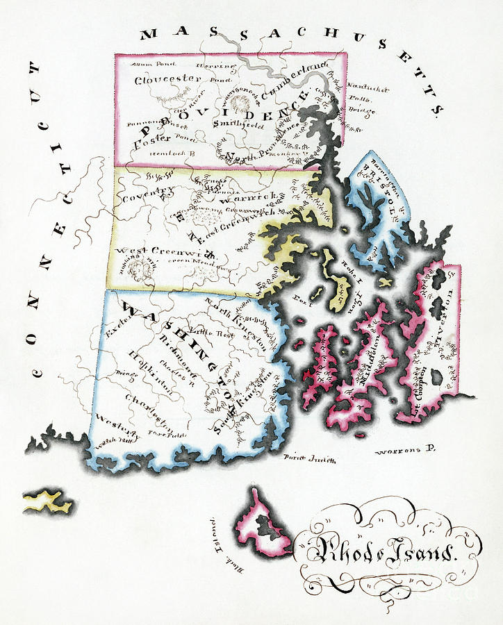 Rhode Island Map, 1819 Photograph by Harriet Baker
