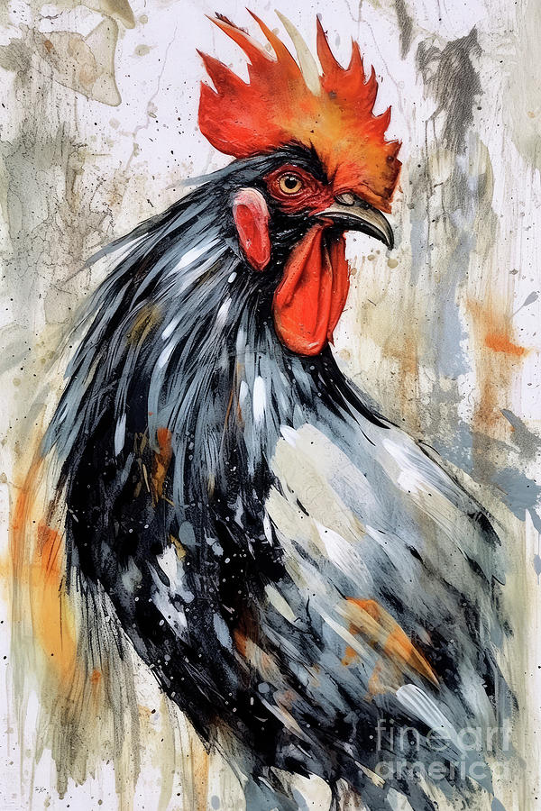Rhodie The Rooster Painting by Tina LeCour