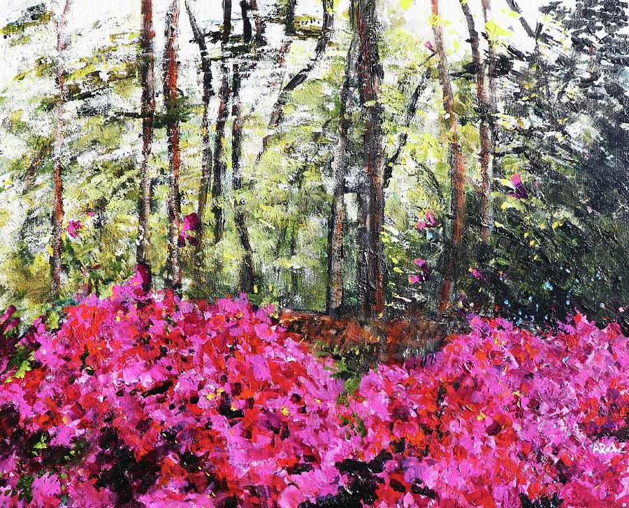 Tree Painting - Rhododendron Glade Norfolk Botanical Gardens 2 202010 by Alyse Radenovic