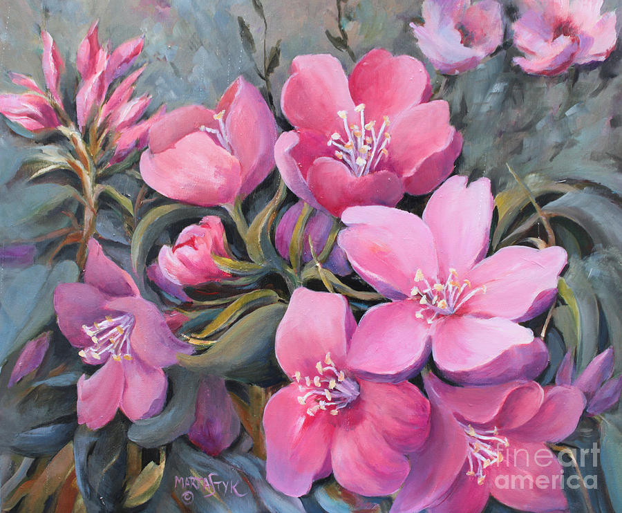 Rhododendron in pink Painting by Marta Styk