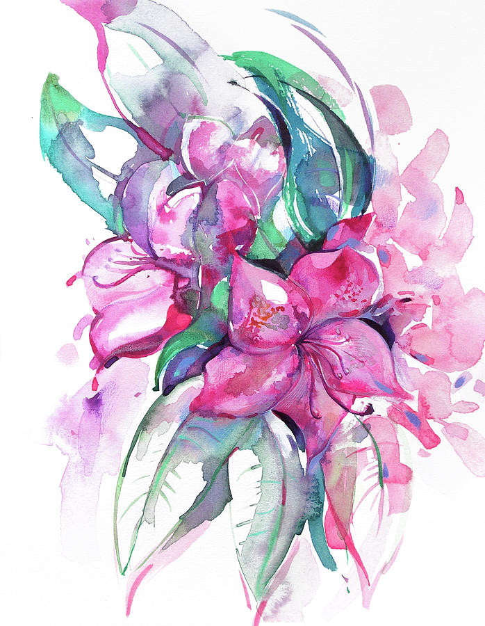 Rhododendron Painting by Katya Atanasova