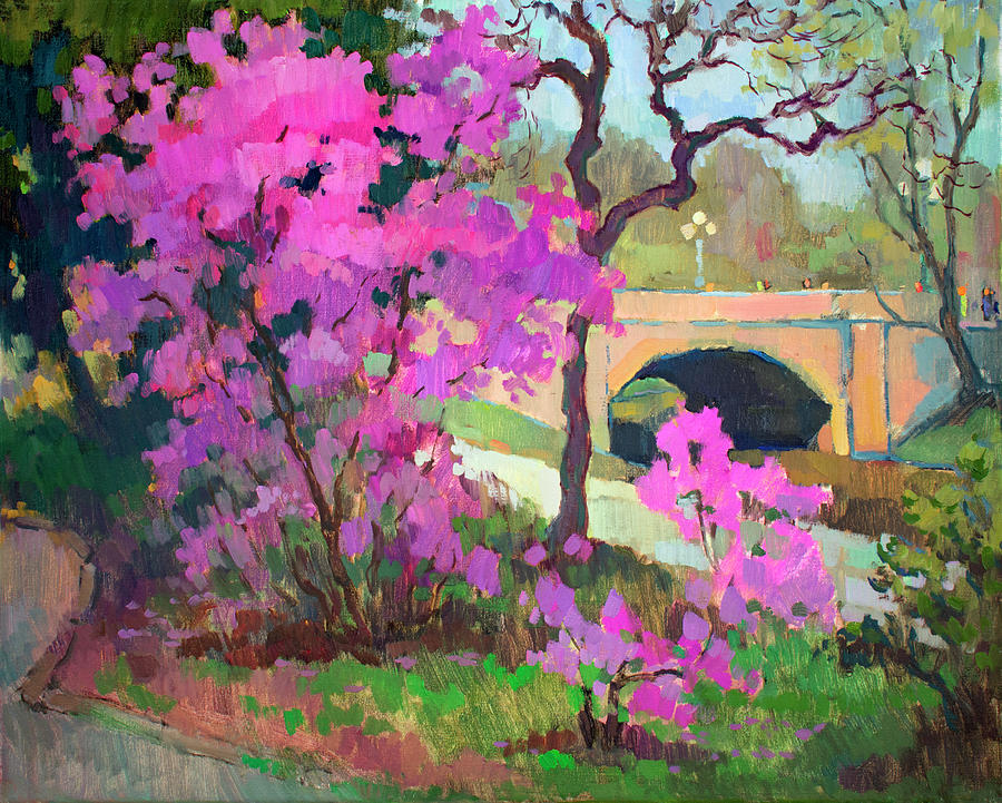 Landscape Painting - Rhododendron near the opera - VBP180409 by Vera Bondare