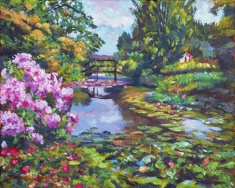 Rhododendrons At The Pond Painting by David Lloyd Glover - Fine Art America