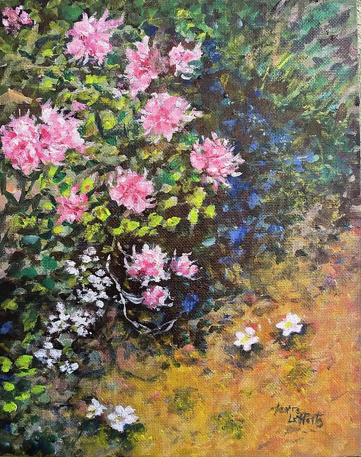 Rhododendrons by the stream Painting by Terre Lefferts