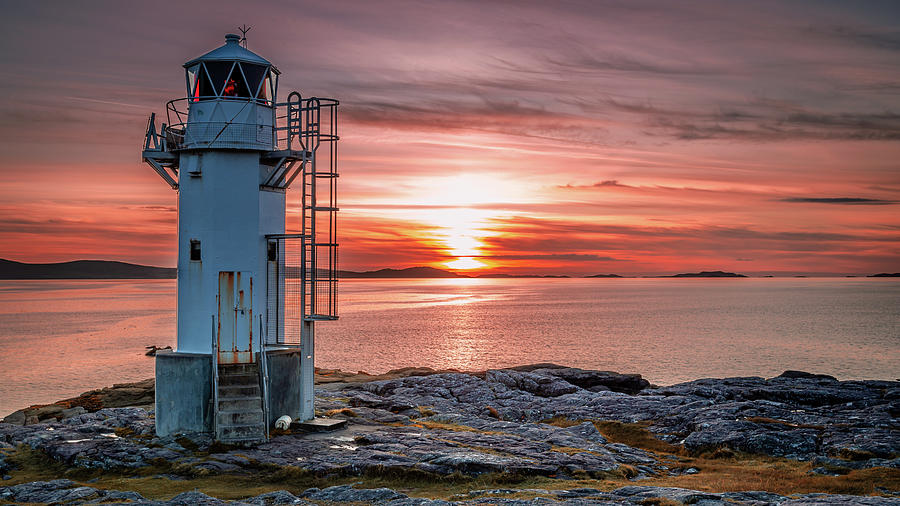 Rhue Lighthouse at Sunset Photograph by John Frid - Fine Art America