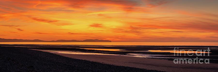 Rhyl Beach Sunset Panorama  Photograph by Adrian Evans