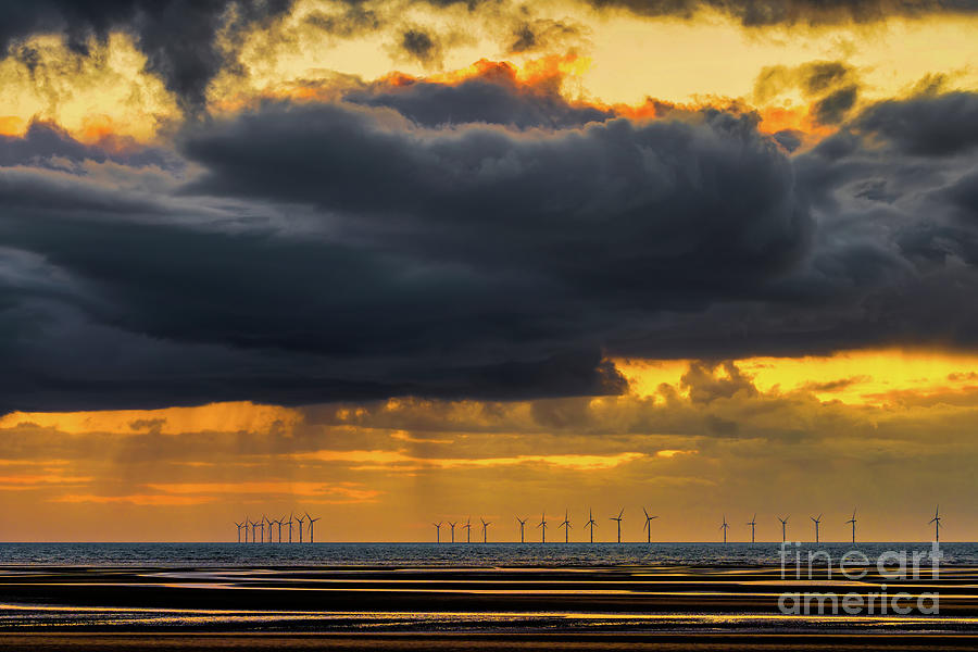  Rhyl Flats Offshore Wind Farm Sunset Photograph by Adrian Evans