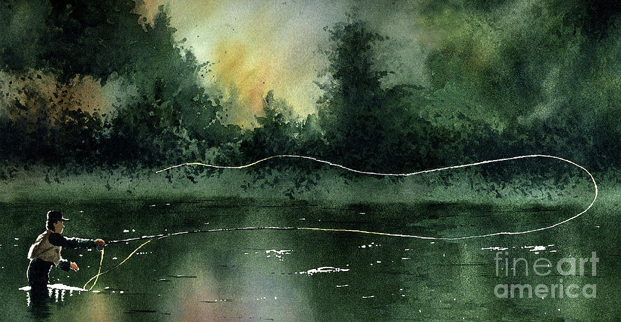 Fish Painting - Rhythm And Grace Fly Fishing Watercolor Art by David Rogers
