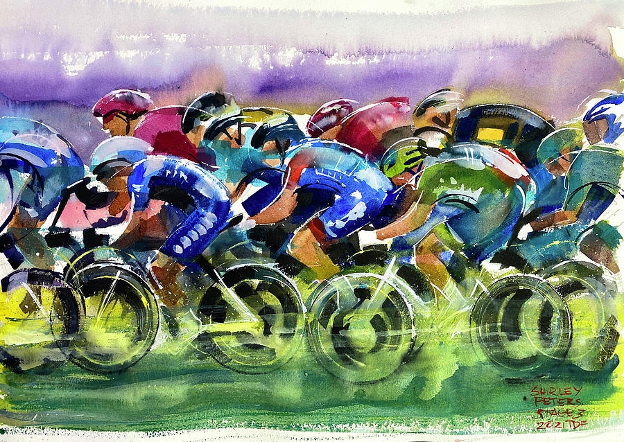 Rhythm and Speed Stage 3 TDF 2021 Painting by Shirley Peters