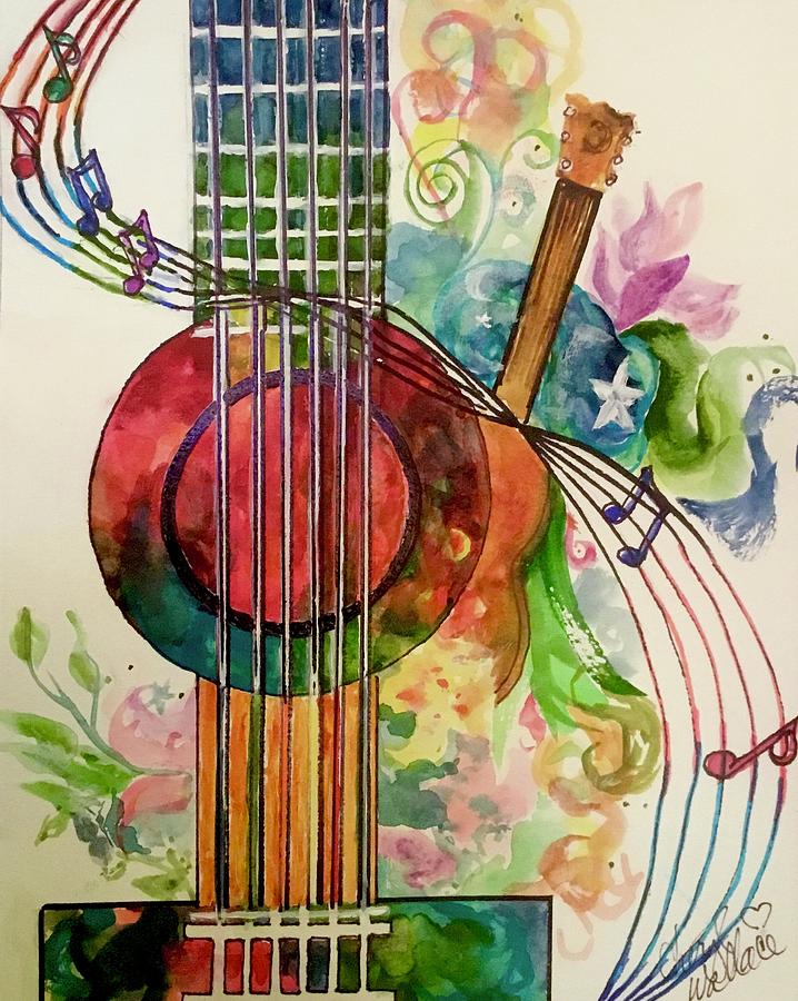 Rhythm Guitar Painting by Cheryl Wallace