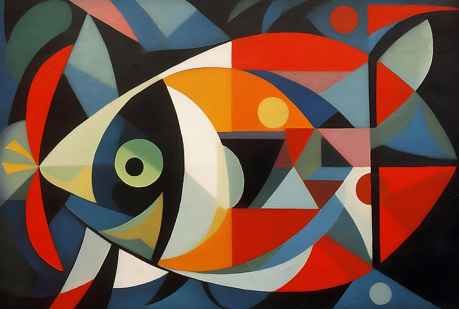 Rhythm of the Sea- Abstract Fish Art Inspired by Cubism and Picasso ...