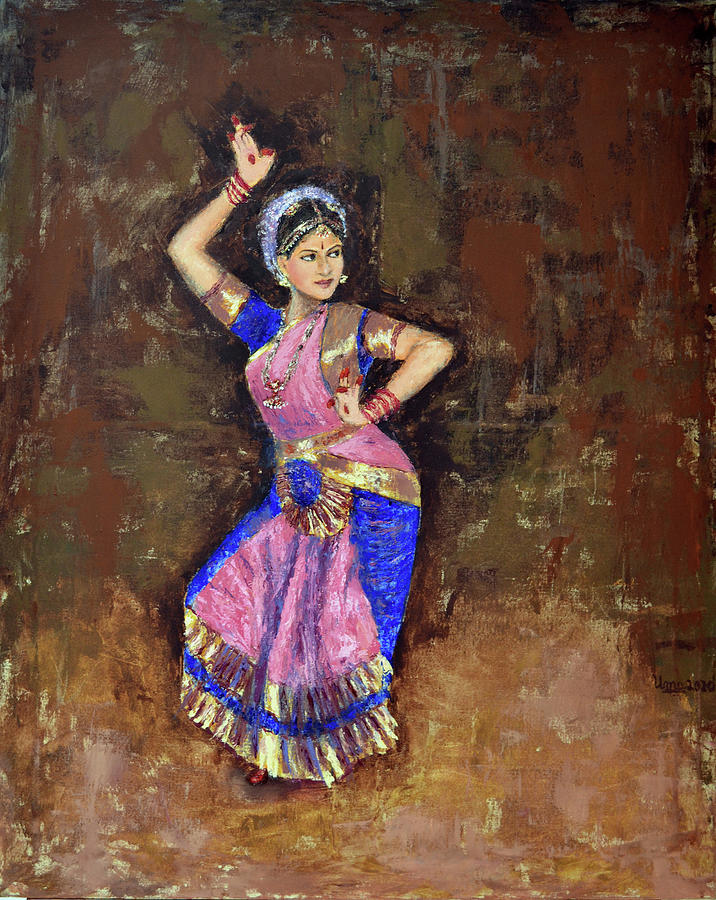 Bharathanatyam  series 21 Painting by Uma Krishnamoorthy